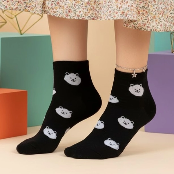 جوراب نیم ساق پنبه ای گرگی 7007 روما